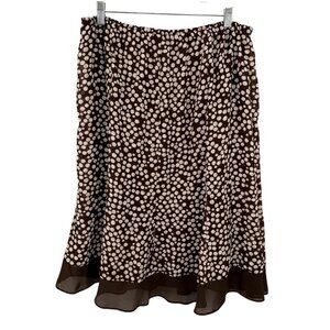 BROWN & WHITE POLKA DOT A-LINE SHEER HEM ELASTIC WAISTBAND SKIRT Y2K - 18